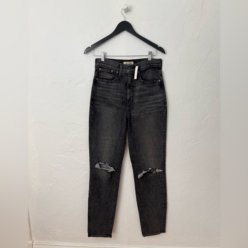 Madewell High-Rise Mom Jeans Distressed Black Wash
